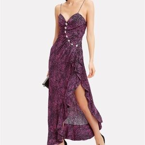 ALESSANDRA RICH Silk Asymmetrical Ruffle Evening Formal Dress